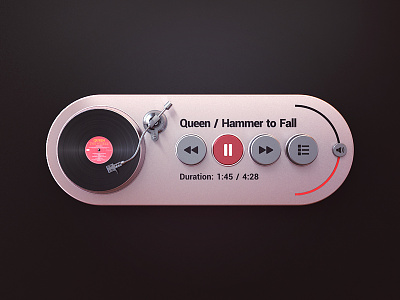 Music Player 3d design gramophone gui interface music player turntable ui ux webshocker