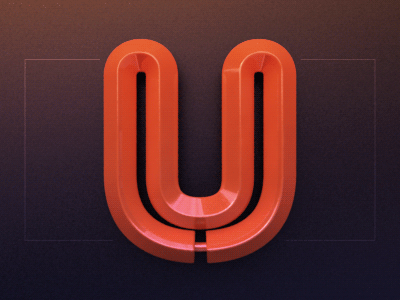 U - twist 3d animation font letter render twist u webshocker