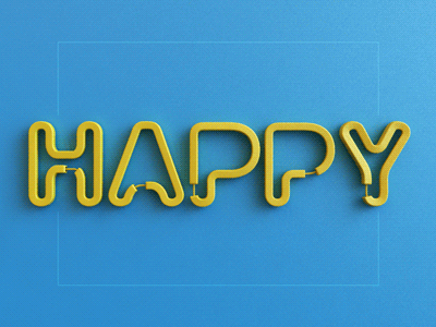 Happy - Finished 3d alphabet animation font letters path twist webshocker