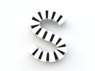 Black & White 3d animation black design font lettering render twist webshocker white