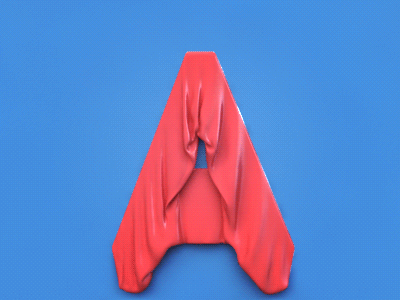 A 3d a alphabet animation cloth inflate letter render simulation webshocker