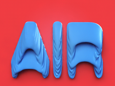 Air 3d air animation cloth design font inflate lettering render simulation title webshocker