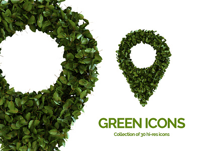 Green Icons 3d creative market design icons leaves nature shop webshocker