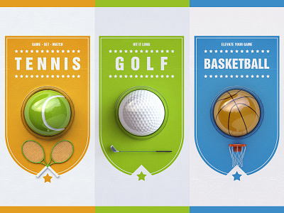 Sport 3d badge basketball design golf icon render sport tennis webshocker