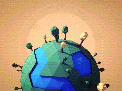 Low Poly 3d animation design low poly planet render trees webshocker