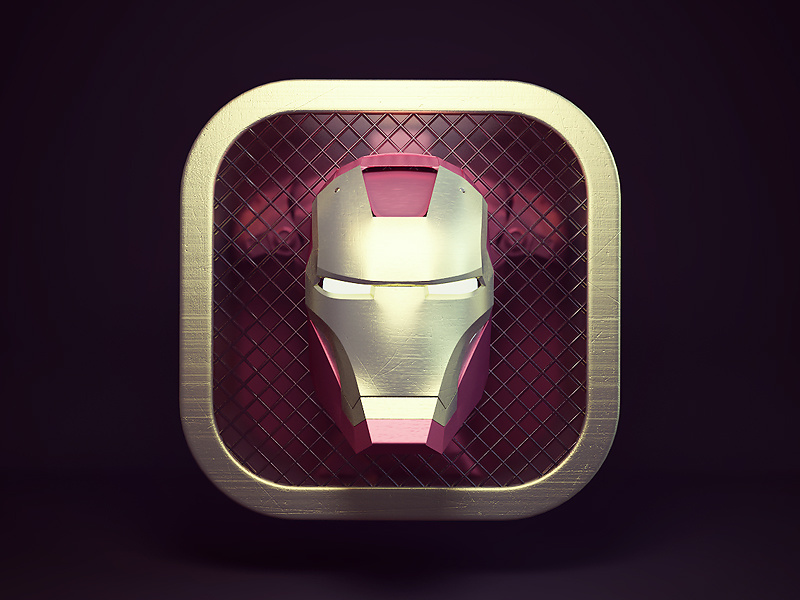Ironman ios photoshop 3dsmax render 3d app game design icon ironman webshocker