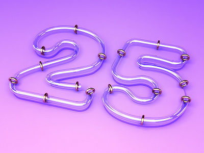 25 25 3d design font glass lettering number pipe render webshocker