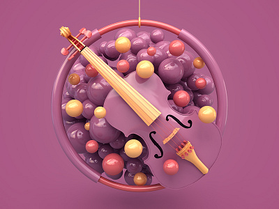 Violin 3d art design icon music print render violin webshocker