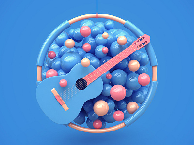 Guitar 3d art print design guitar icon music render webshocker