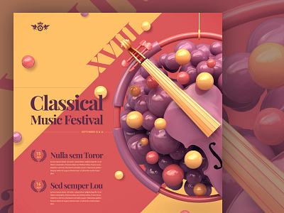 Music 3d abstract art design festival music poster print violin webshocker