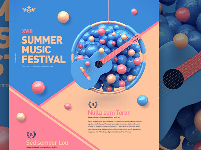 Music II 3d abstract art festival guitar music print render summer webshocker
