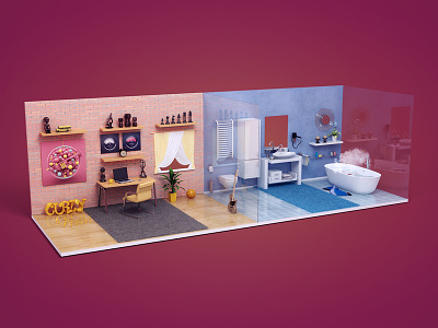 Rooms 3d 3ds max bathroom design photoshop render room vray webshocker