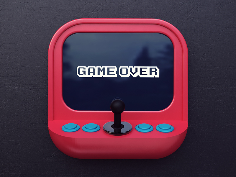 Game Over console arcade tshirt design 3d over app icon game webshocker