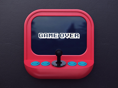 Game Over 3d app arcade console design game icon over tshirt webshocker