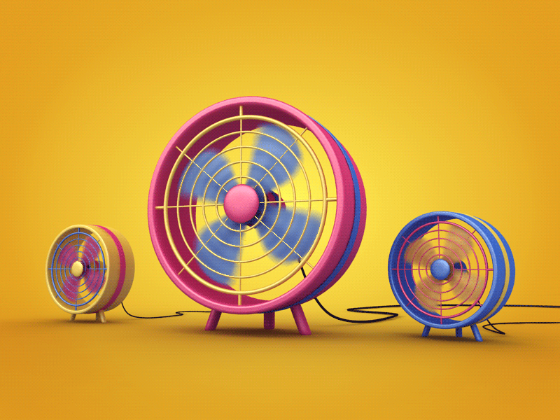 Fans 3d animation colors design fans loop render webshocker