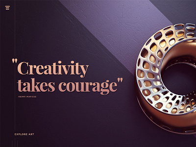 Creativity takes courage 3d abstract design render typography webshocker website