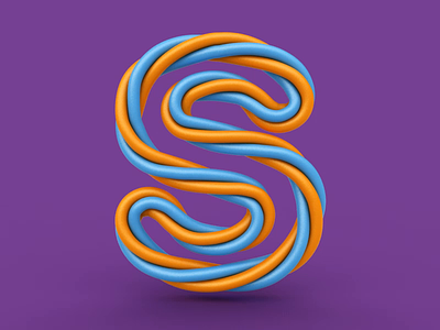S 3d animation design font icon letter logo loop render s twist webshocker