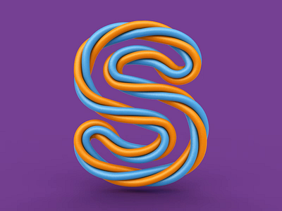 S 3d animation design font icon letter logo loop render s twist webshocker