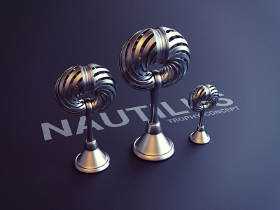 Trophy 3d award concept design nautilus product render trophy webshocker