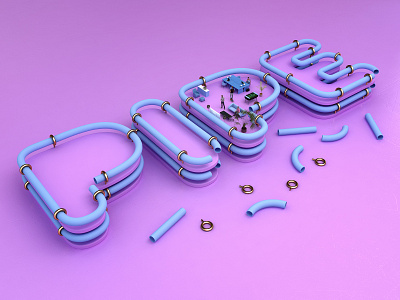 Pipe II 3d design font graphic lettering render visual webshocker website