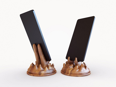 Wooden Phone Stand 3d 3d print design organic phone product render stand webshocker wood