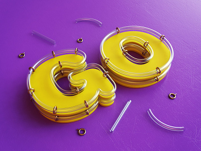 Go 3d design icon lettering logo pipe render title webshocker