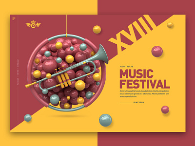 Music 3d abstract design festival logo music trumpet ui webshocker website