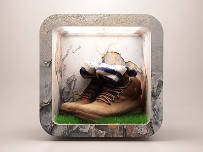 Old mountain shoes 3d design icon ios shoes webshocker