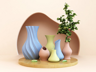 Vases - Composition 3d abstract art composition design print render vase vases webshocker