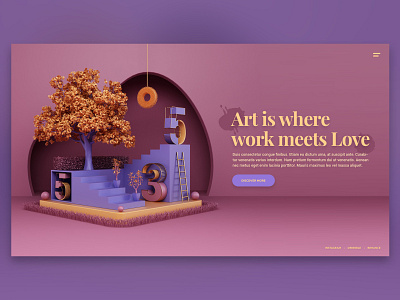 Art Visual III 3d abstract art design hero image illustration landing page render visual webshocker website