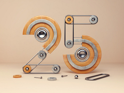 25 3d 3d modeling 3dsmax abstract design font icon illustration lettering render vray webshocker