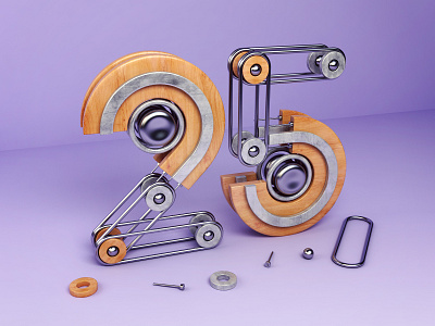 25 II 25 3d 3dsmax abstract design icon illustration lettering numbers render typography vray webshocker