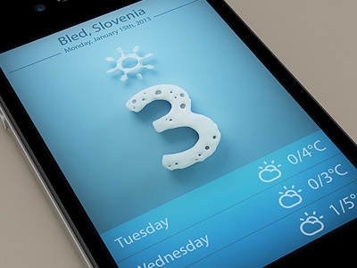 Weather Winter 3d app design ios photoshop weather webshocker winter