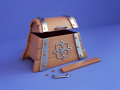 Box 3d app box cartoon design game icon old render treasure webshocker