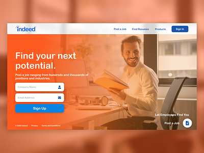 Indeed Landing Page for Employers Prototype Design