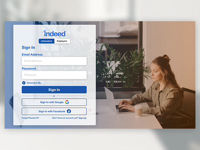 Indeed Job Search Sign In Page Design Prototype