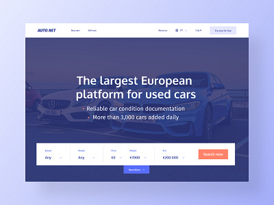 Platform to buy used cars – Hero Header Concept cars figma hero marketplace ui ux