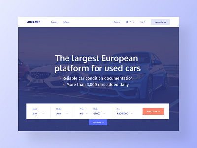 Platform to buy used cars – Hero Header Concept