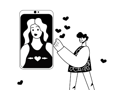 Dating site, profile adobe illustrator blackandwhite boy couple datingapp girl heart illustration love minimal online phone profiles vector vectorart