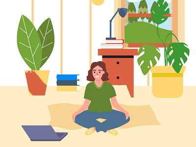 Yoga online adobe illustrator character character flat flat illustration online trendy vector vector video yoga