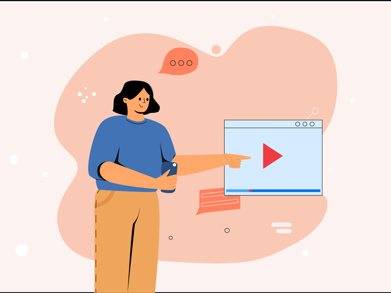 The girl turns on the video adobe adobe after effects adobe illustrator character flat gif illustration minimal motion design play the girl turns on the video the girl turns on the video trend vector vector art video