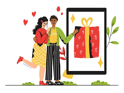 Gift 14 adobe illustrator charcters february flat girl holiday illustration love phone vector woman