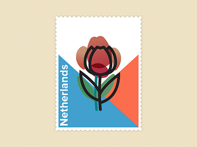 Tulip Stamp design flat flower holland illustrator netherlands paisadutch stamp tulip tulipan
