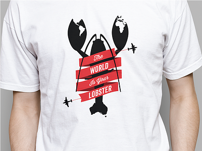 The World is Your Lobster illustration lobster ribbon tee world