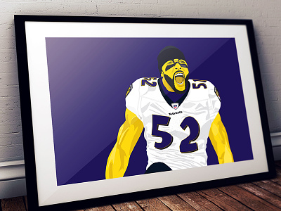 Ray Lewis 52 football goat hof illustration linebacker nfl poster purple ravens