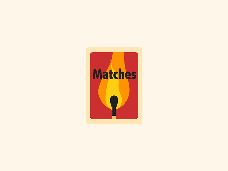 Matches fire after affects animation burn fire flat illustration loop matches minimal motion graphics vector