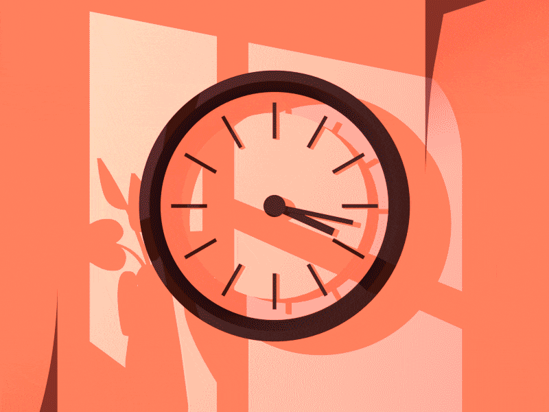 Everyday animation clock day everyday flat illustration loop minimal moonlight night shadow sunlight time vector
