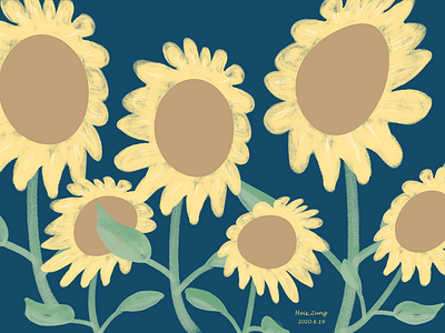 Daily practice illustration ｜ Sunflower 🌻 插画、illustration 🌻、background