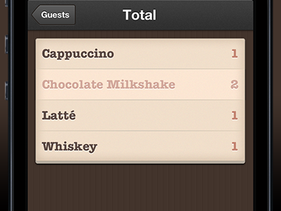Totals coffee ios iphone menu order totals