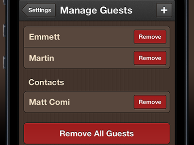Managing Guests coffee guests ios iphone manage order settings